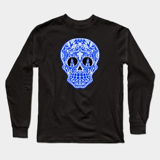 HomeSchoolTattoo Sugarskull BLUE Long Sleeve T-Shirt